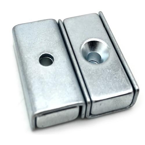 Square Pot magnet with single countersunk hole